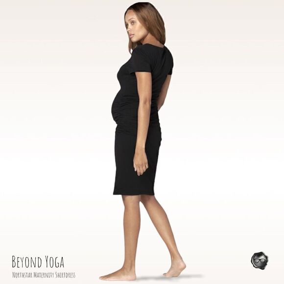 BEYOND THE BUMP BEYOND YOGA MATERNITY NORTHSTAR SHIRT DRESS IN OUTLAW NAVY BLUE - Picture 6 of 14